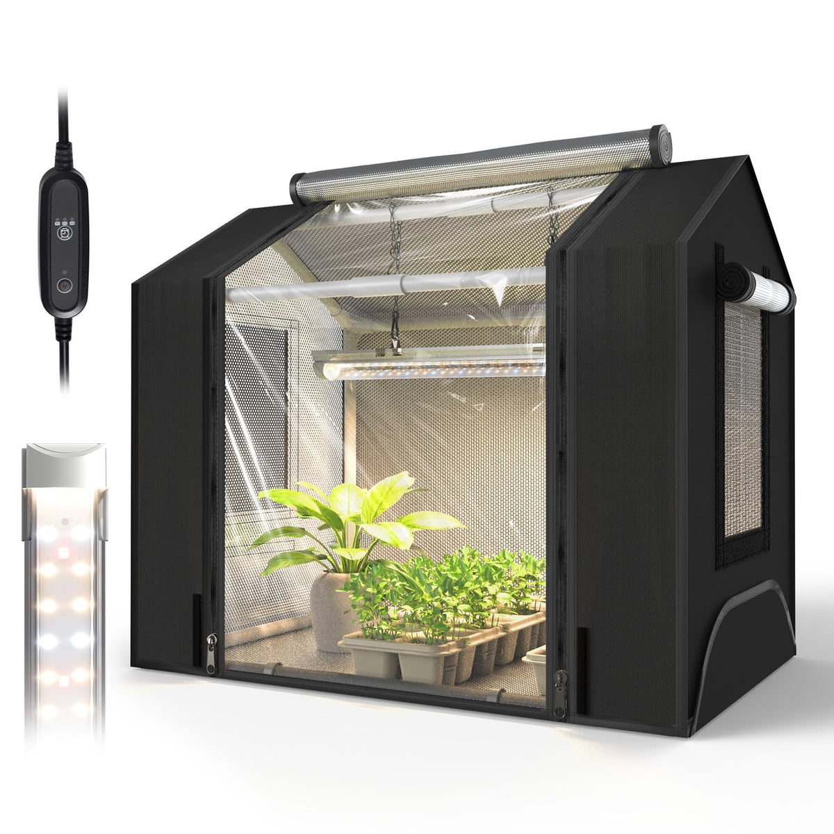 Bstrip GM3 double-layer door showcases light shielding with clear plant monitoring.