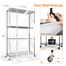 Bstrip indoor greenhouse dimensions 35-4 x 13-8 x 59 inches for space planning.