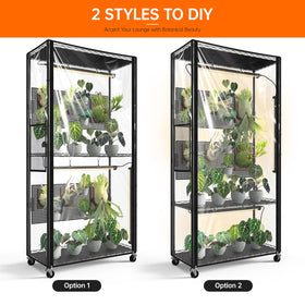 Bstrip cabinet shelves provide ample space for multiple plants