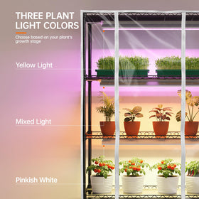 Bstrip indoor greenhouse grow lights side view showing adjustable height.