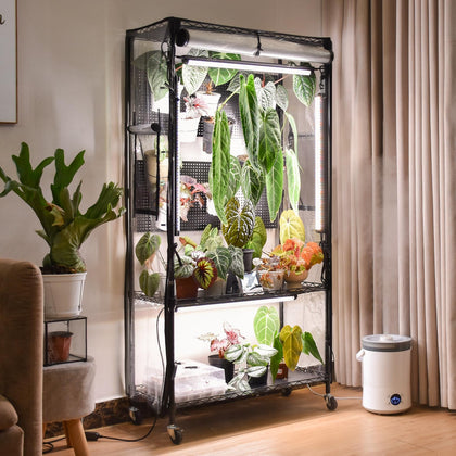 Bstrip indoor greenhouse pegboard setup supports creative plant suspension