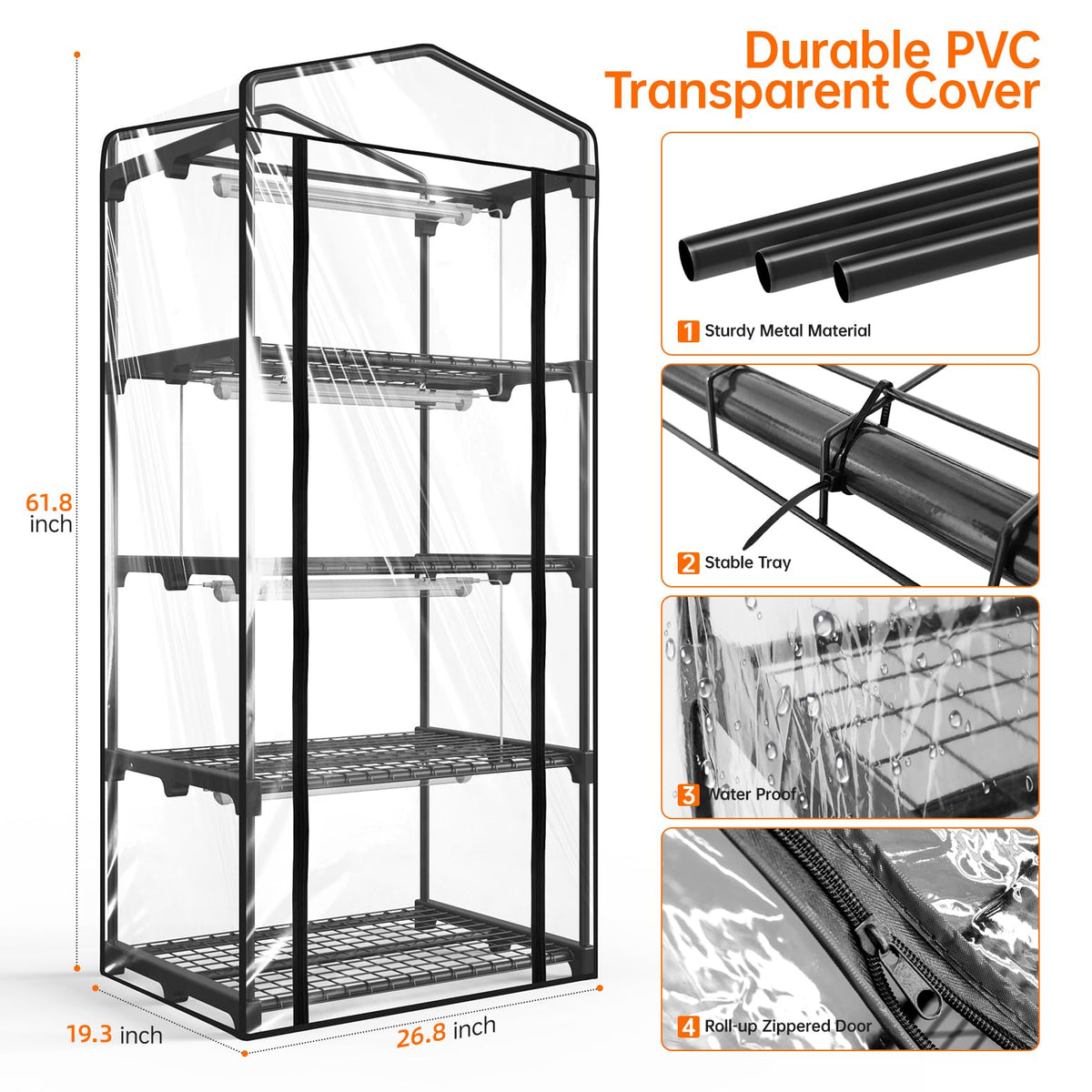 Bstrip Indoor Greenhouse seed tray capacity with four-shelf arrangement.