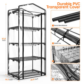 Bstrip Indoor Greenhouse seed tray capacity with four-shelf arrangement.