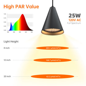 Bstrip indoor plants with hanging light illustrates even spectrum coverage