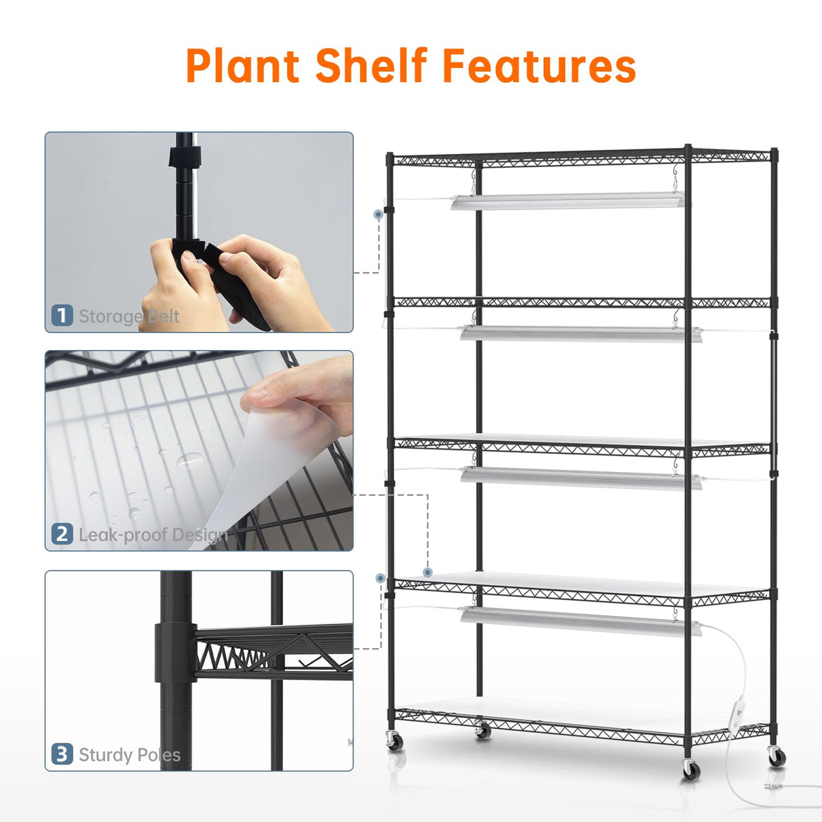 Bstrip plant stand 300lb capacity under-frame robustness for heavy pots.