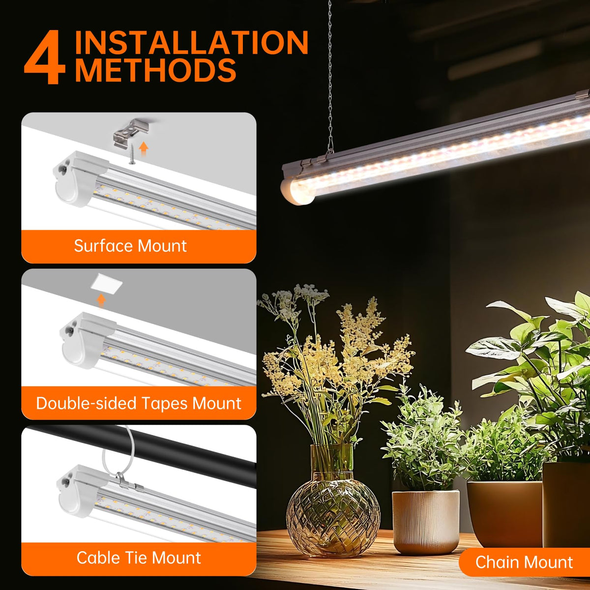 Bstrip T8 grow light aluminum housing ensures heat dissipation for longer life