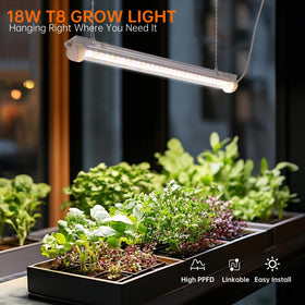 Bstrip T8 grow light connected in a 6-pack setup, enabling broad coverage