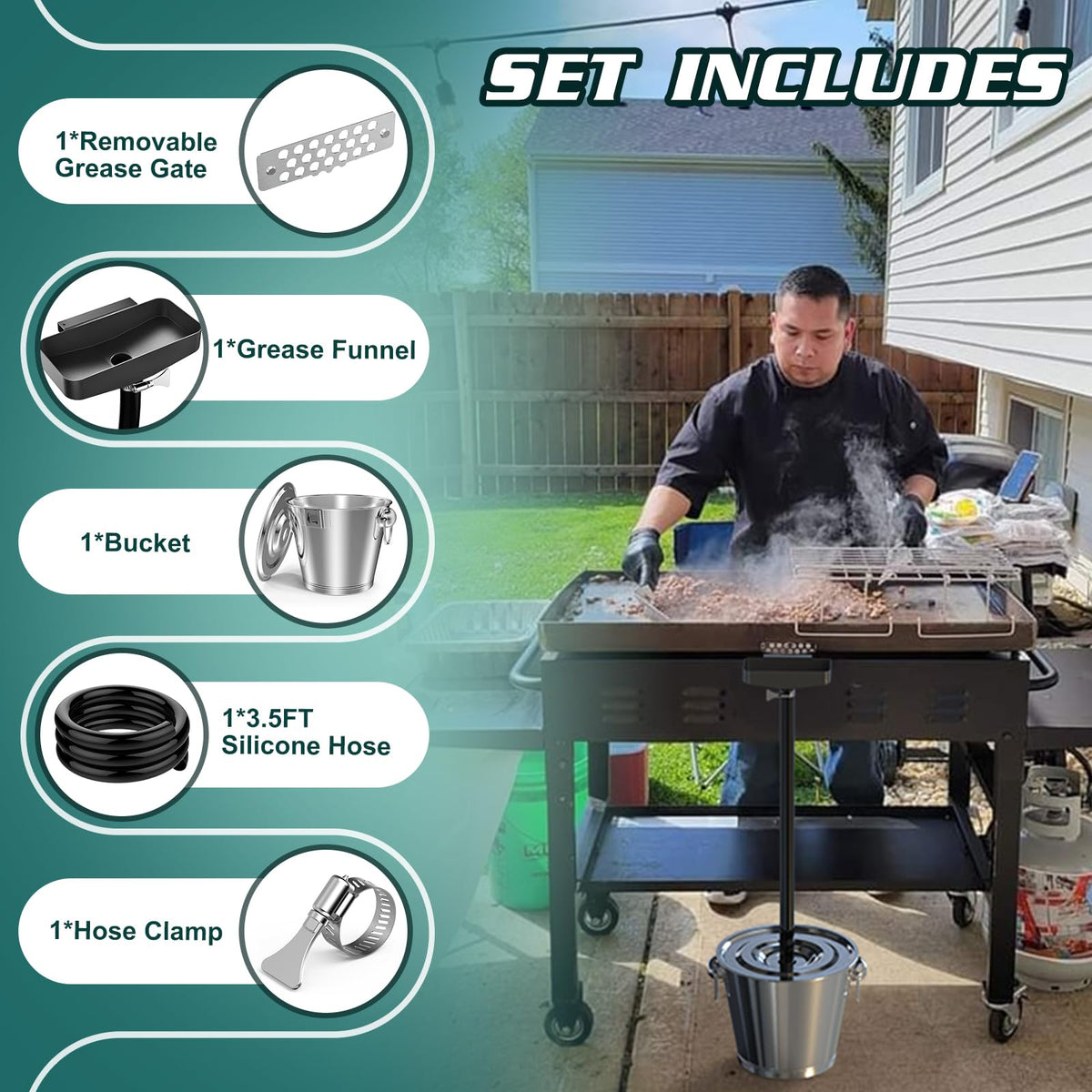 BSTTEK Blackstone compatibility setup demonstrates broad griddle fit