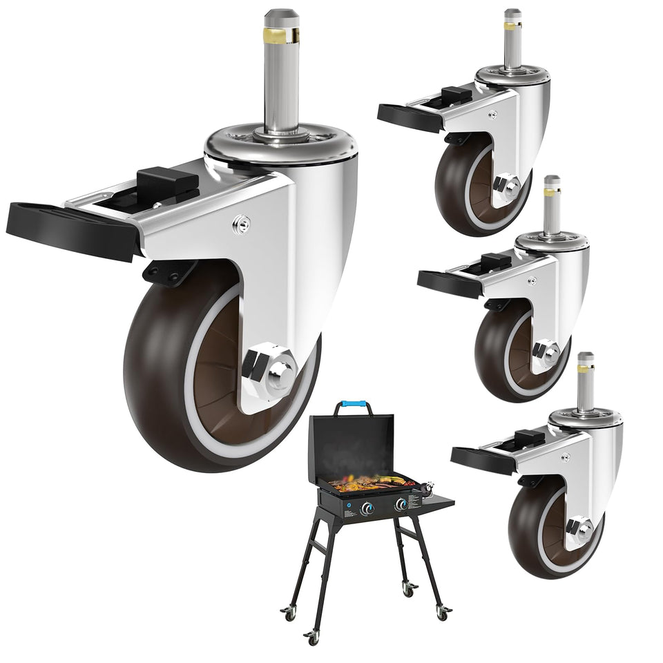 BSTTEK 360-degree caster wheels for Blackstone griddle stands, easy positioning on patios