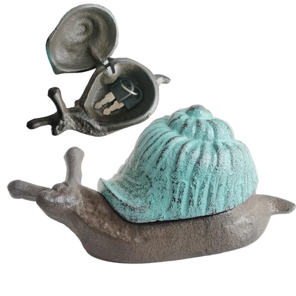 BSTWISH vintage blue snail key box hides a spare key outside for quick access.