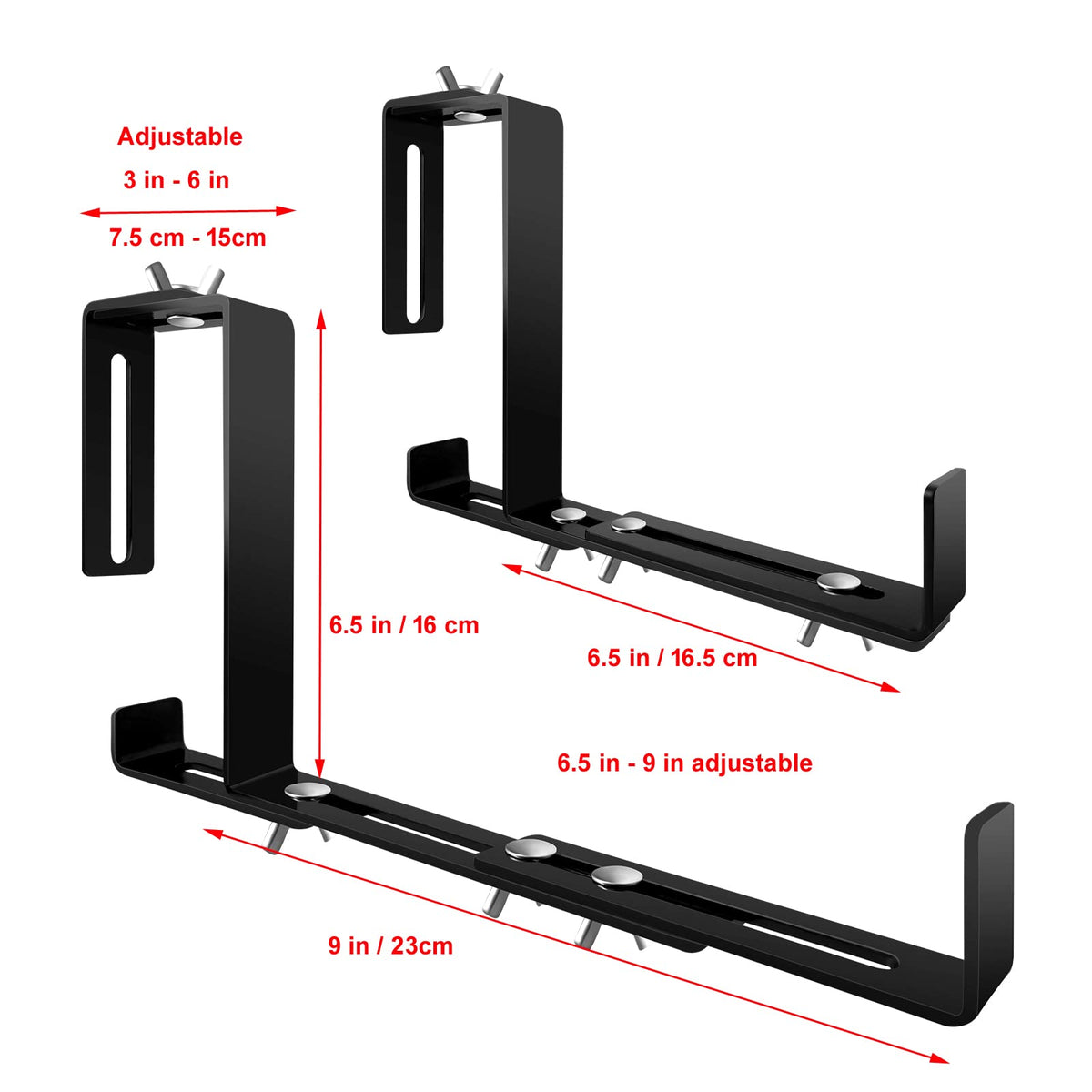 BSWAN Flower Box Holder Bracket in steel with black finish supports outdoor pots securely