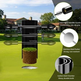 BTANADI Golf Hole Cutter Tool used on a backyard putting green