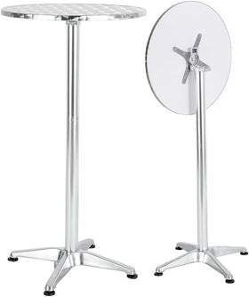 BTEXPERT aluminum 23.75-inch round bar-height table with flip-top for flexible seating