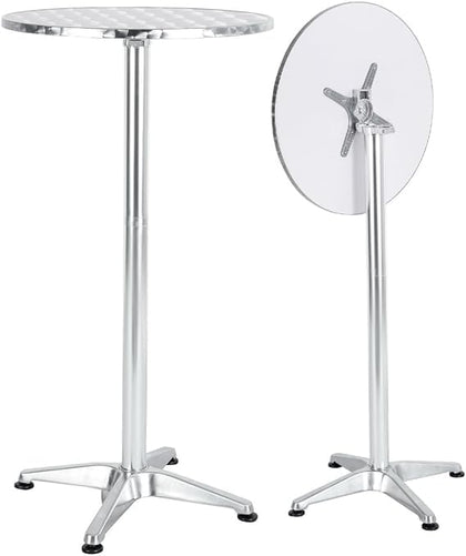 BTEXPERT aluminum 23.75-inch round bar-height table with flip-top for flexible seating