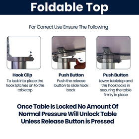 BTEXPERT flip-down tabletop mechanism with secure latch