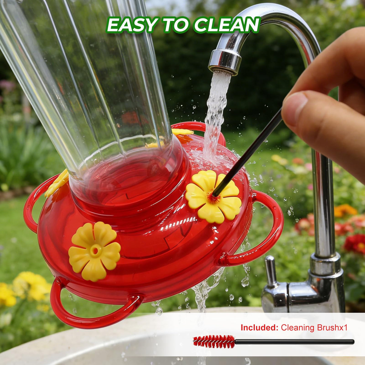 BTFSZ hummingbird feeder wide-mouth design for easy cleaning and refilling