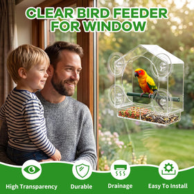 BTFSZ window bird feeder clear acrylic body for crystal-clear indoor watching