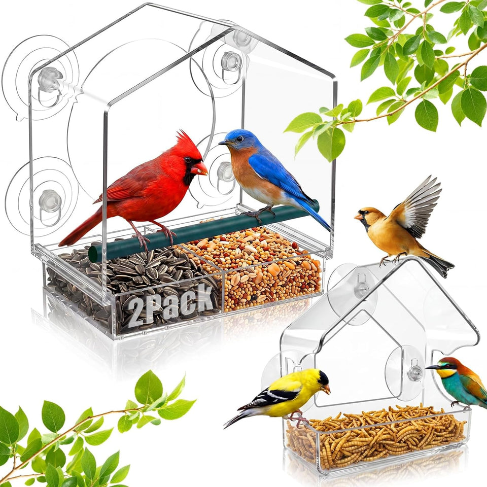 BTFSZ window bird feeder large front view for year-round viewing and easy access