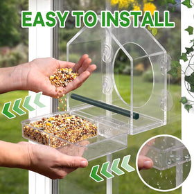 BTFSZ window bird feeder multi-hole base with drainage promotes fresh feed