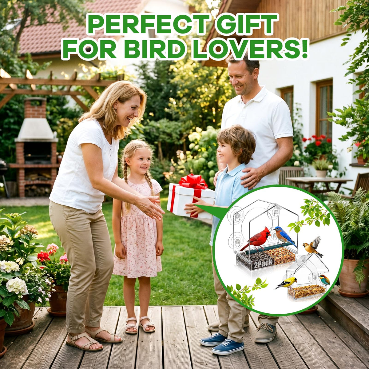 BTFSZ window bird feeder removable tray for quick, mess-free cleaning