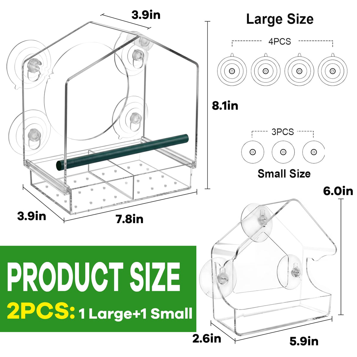 BTFSZ window bird feeder suction cups close-up showing strong grip