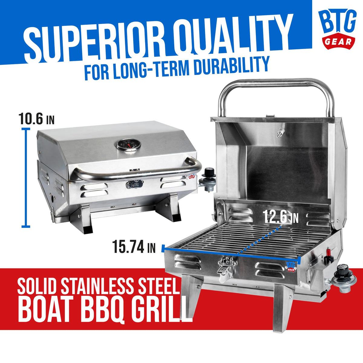 BTG Gear Tailwaves large grilling area ideal for burgers and steaks.