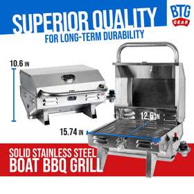 BTG Gear Tailwaves large grilling area ideal for burgers and steaks.