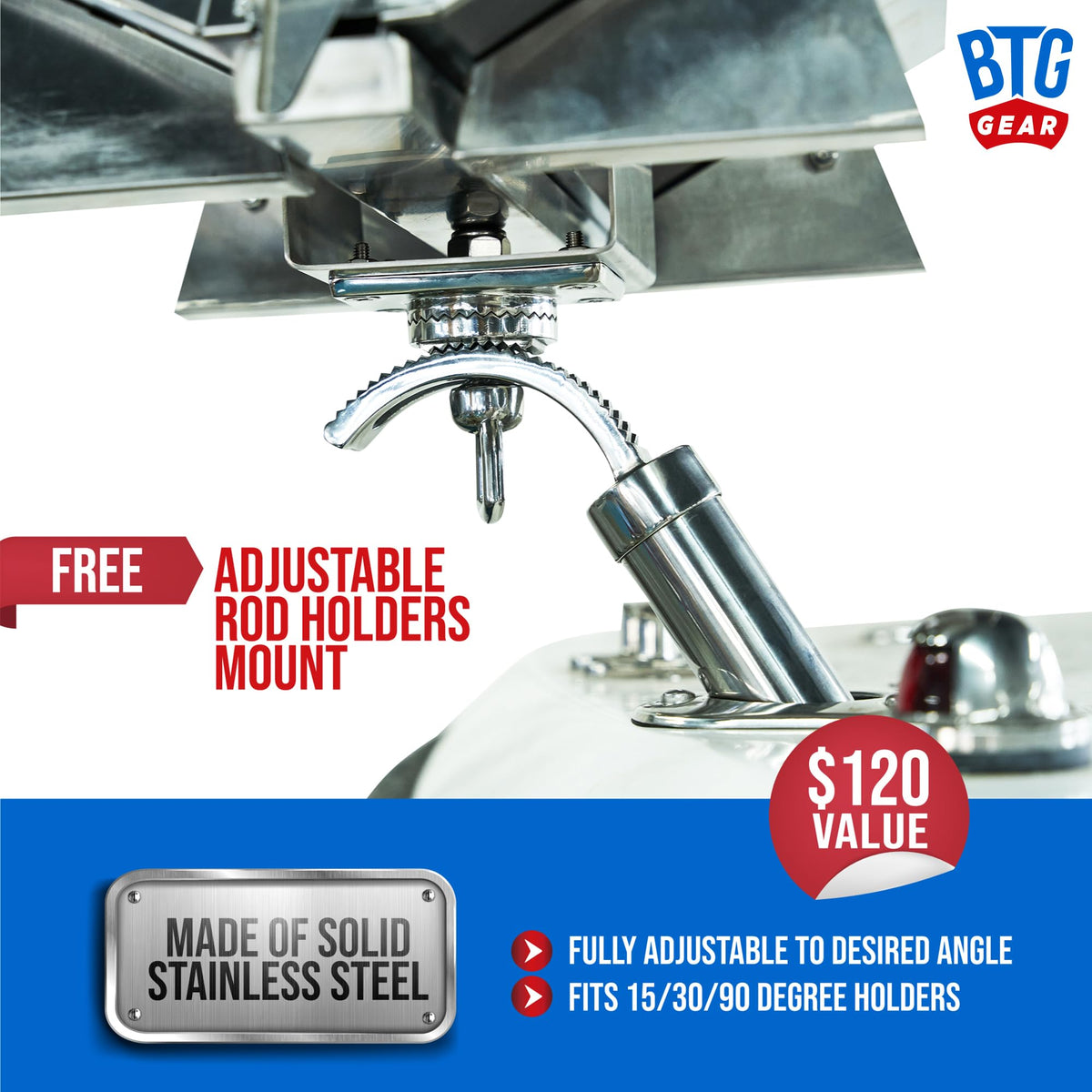 BTG Gear Tailwaves marine-grade stainless steel withstands harsh environments.