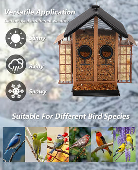 Btiztlla weatherproof bird feeder built-in hanging hook for easy mounting on trees or hooks