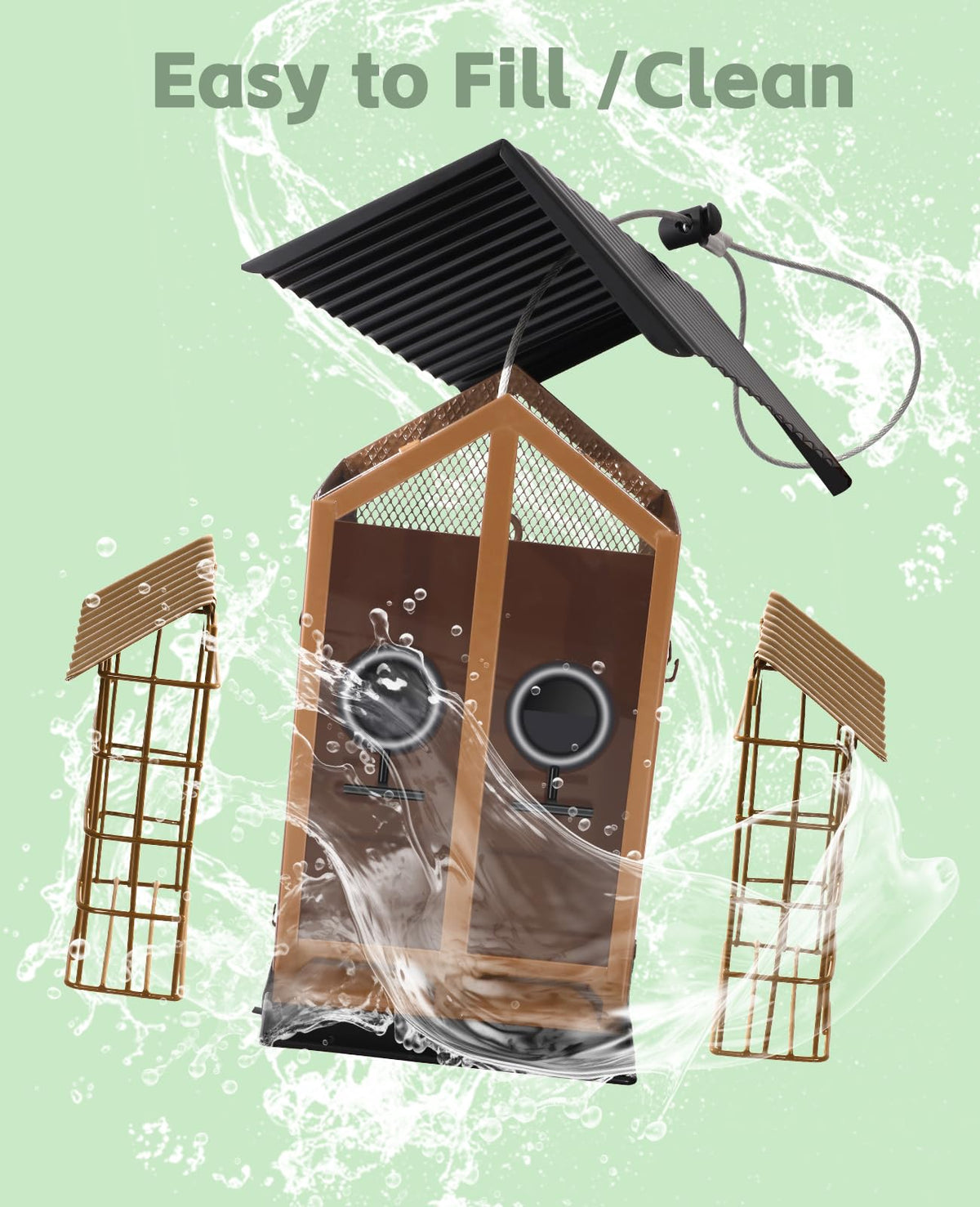 Btiztlla khaki weatherproof feeder suitable for patios gardens and backyard birdwatching spaces