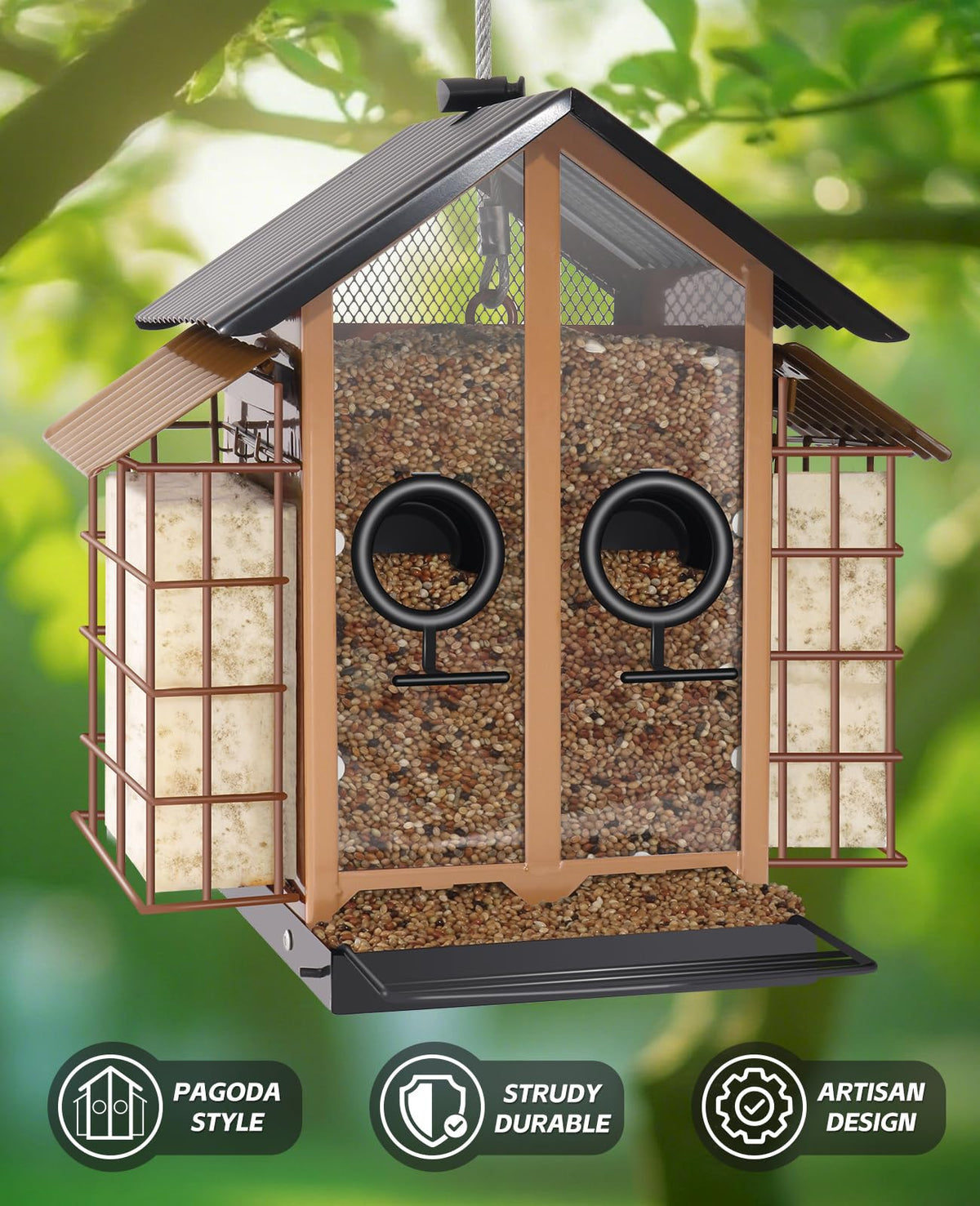 Btiztlla weatherproof feeder easy refill lid aids quick maintenance and less mess