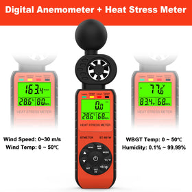 BTMETER BT-881W WBGT display helps assess heat stress potential indoors or outdoors.
