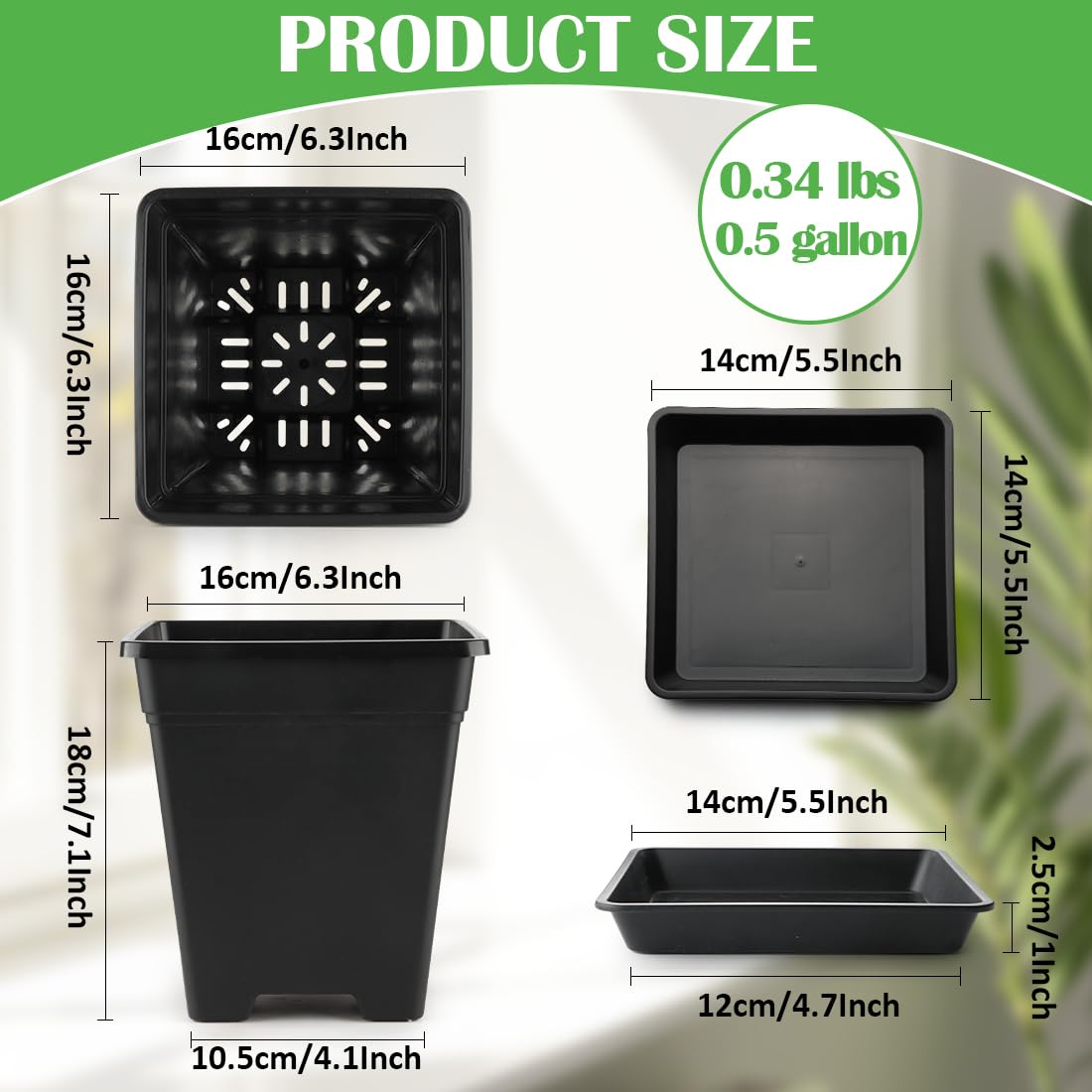 BTPLASTIK 6-inch pot bottom design promotes airflow and drainage.