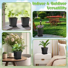 BTPLASTIK 6-inch square pot saves space on balconies and windowsills.