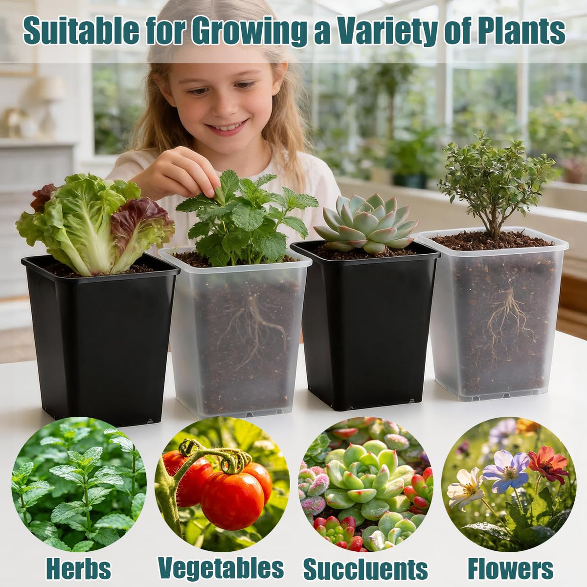 BTPLASTIK 6-inch top-opening seedling pots simplify transplanting and growth monitoring.