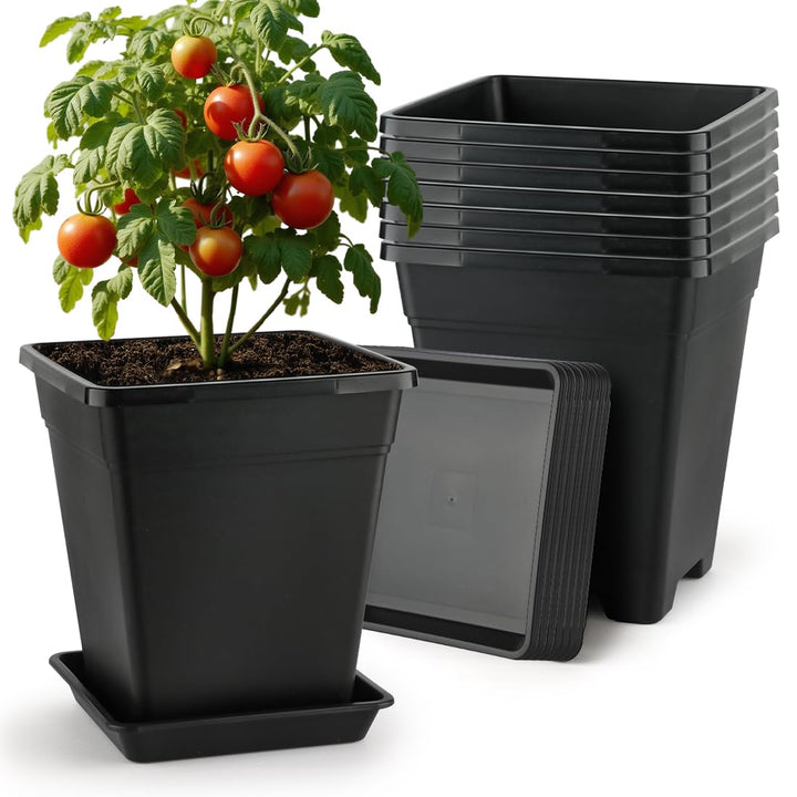 BTPLASTIK 9-inch square planter top view shows wind-stable design for indoor or outdoor use.