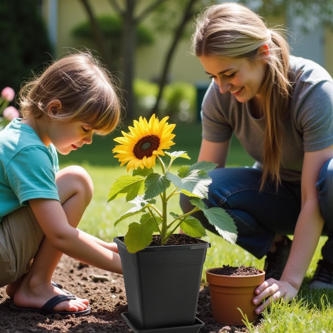 BTPLASTIK 9-inch square planter weather-resistant material for year-round use.