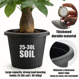 BTPLASTIK 16-inch planter showing drainage holes for healthy root airflow