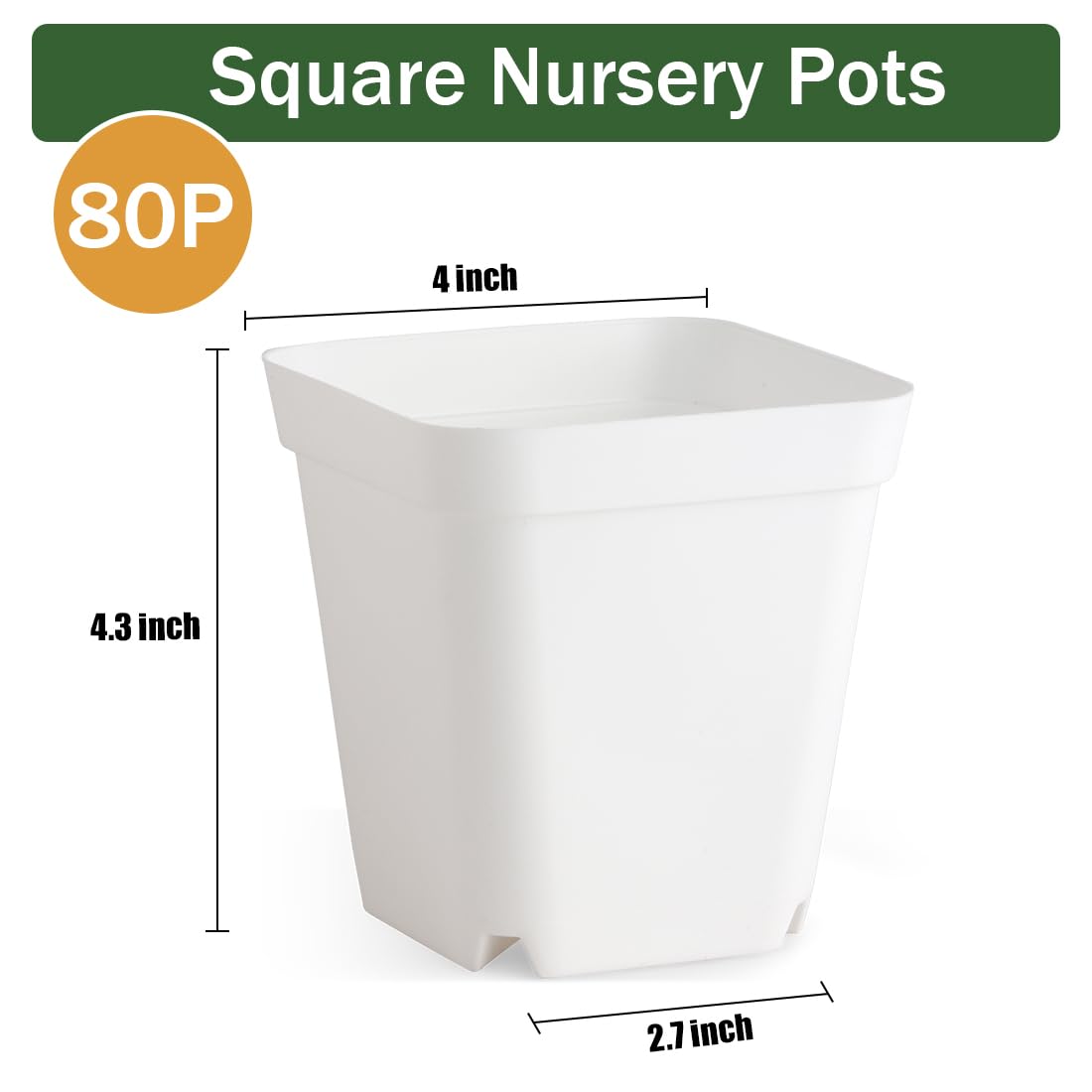 BTPLASTIK herbs and seedlings pot, white 4-inch for indoor gardens