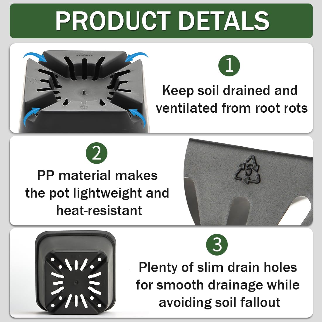 BTPLASTIK square nursery pot ideal for indoor and outdoor seedling starts.