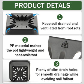 BTPLASTIK square nursery pot ideal for indoor and outdoor seedling starts.