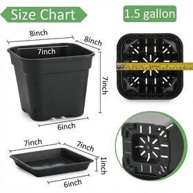 BTPLASTIK matte black planter with matching tray for modern decor.