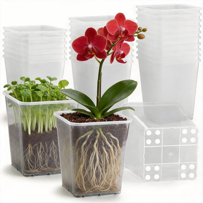 BTPLASTIK nursery pots with a 6-inch clear top opening for easy planting and monitoring.