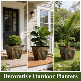 BTPLASTIK antique-gold planter elevates container gardening with retro charm