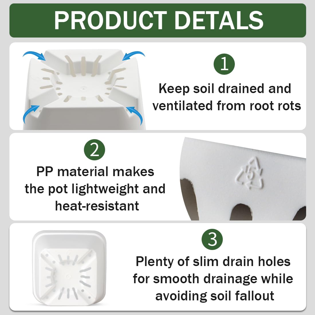 BTPLASTIK seedling pot for transplanting, 4-inch white and easy root loosening