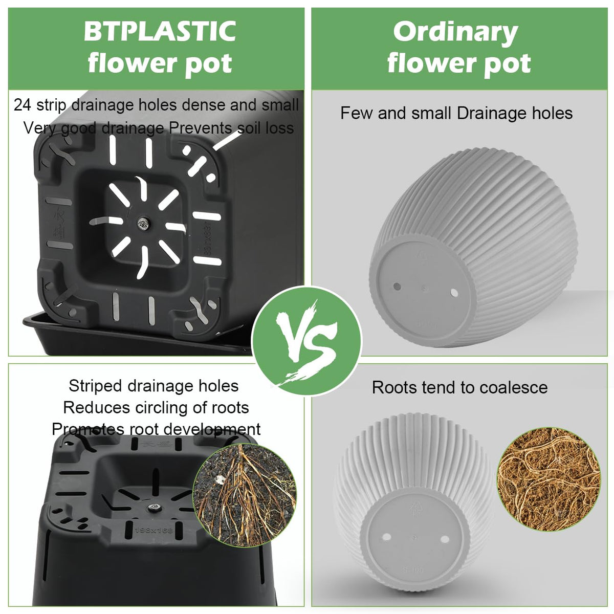 BTPLASTIK square planter fits corners and windowsills for compact layouts.
