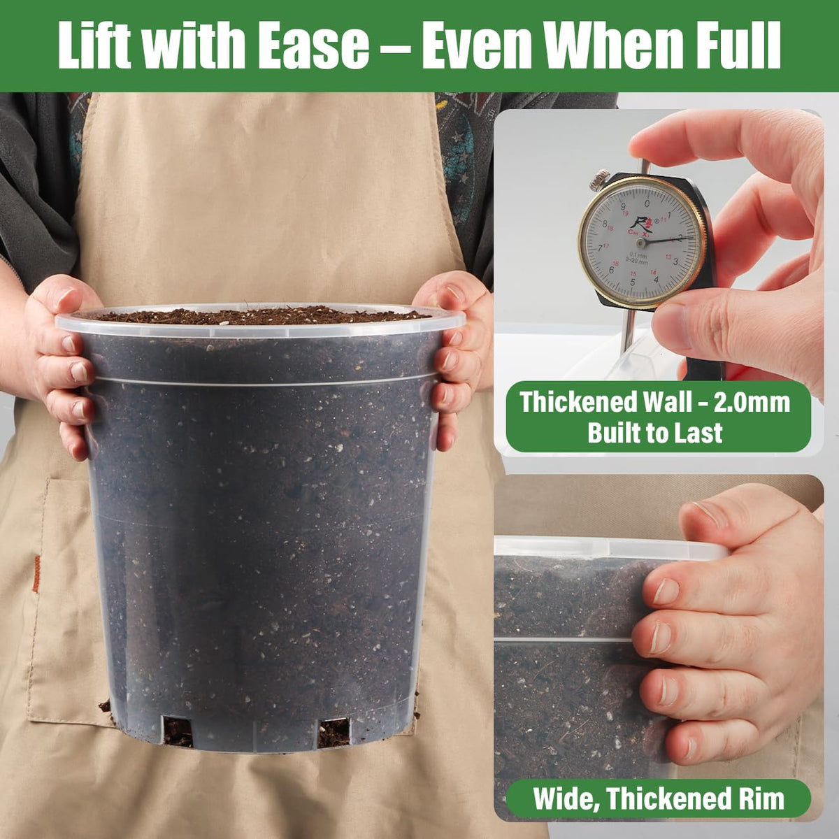 BTPLASTIK thick durable PP plastic pot for indoor or outdoor gardening.