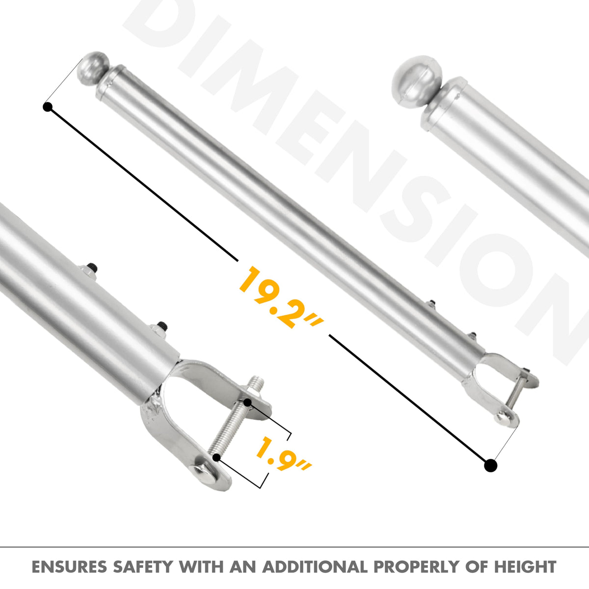 BTRAM galvanized extension with bolts shown for easy installation.