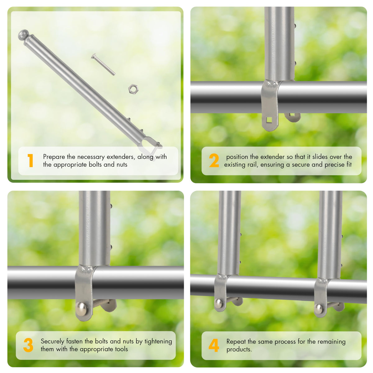 BTRAM U-joint design allows angle flexibility on top rails.