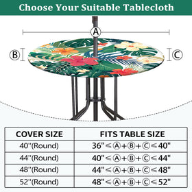 Elastic edge ensures a snug fit on 48-52 inch tables.